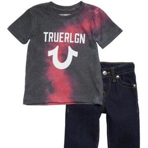 TRUE RELIGION Brand Logo Print Tee/Jeans 2-Piece Set 3 Toddler NWT